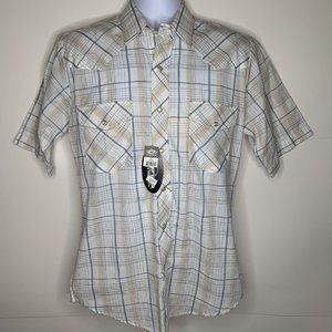 NWT Roper Men's Western Pearl-Snap Short-Sleeve Premium Plaid Shirt- SMALL
